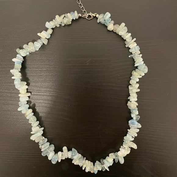 Blue Kyanite Pebble Necklace - Baroque Style - Authentic - Picture 2 of 5